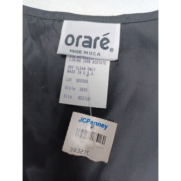 Vtg Orare Vest Black Gold Tone Striped Metallic Gold Silver Sz M - Picture 6 of 7